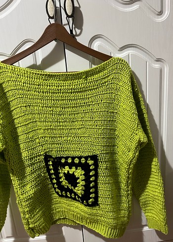 Yeşil Bohem Örgü Kadın Kazak - Görsel 2