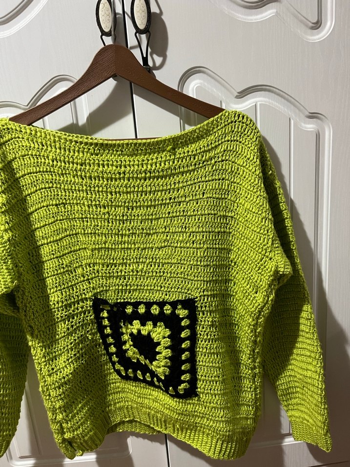 Yeşil Bohem Örgü Kadın Kazak - Görsel 2