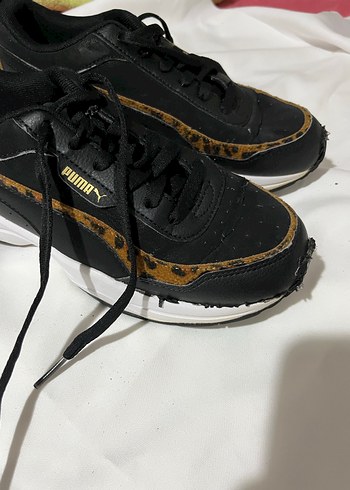 Siyah  suni deri leopar Spor Ayakkabı - Görsel 5