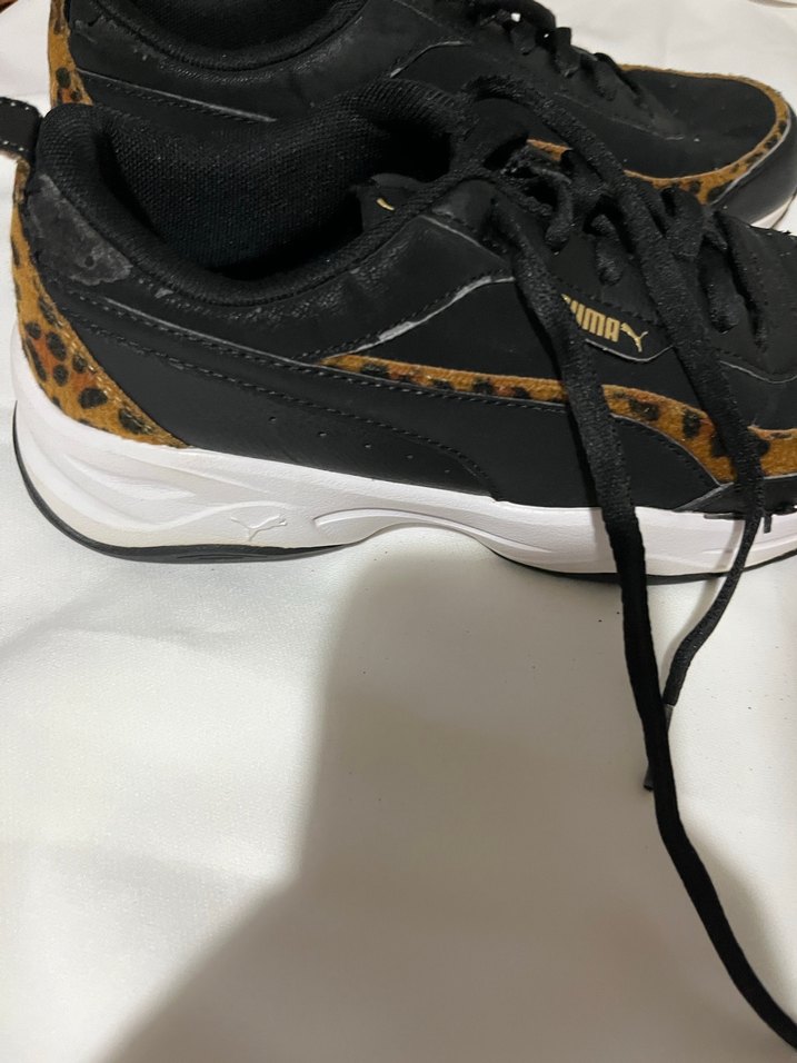 Siyah  suni deri leopar Spor Ayakkabı - Görsel 4