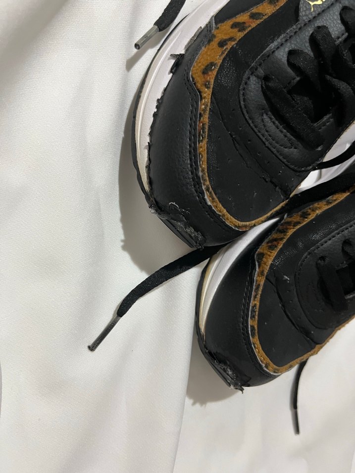 Siyah  suni deri leopar Spor Ayakkabı - Görsel 3