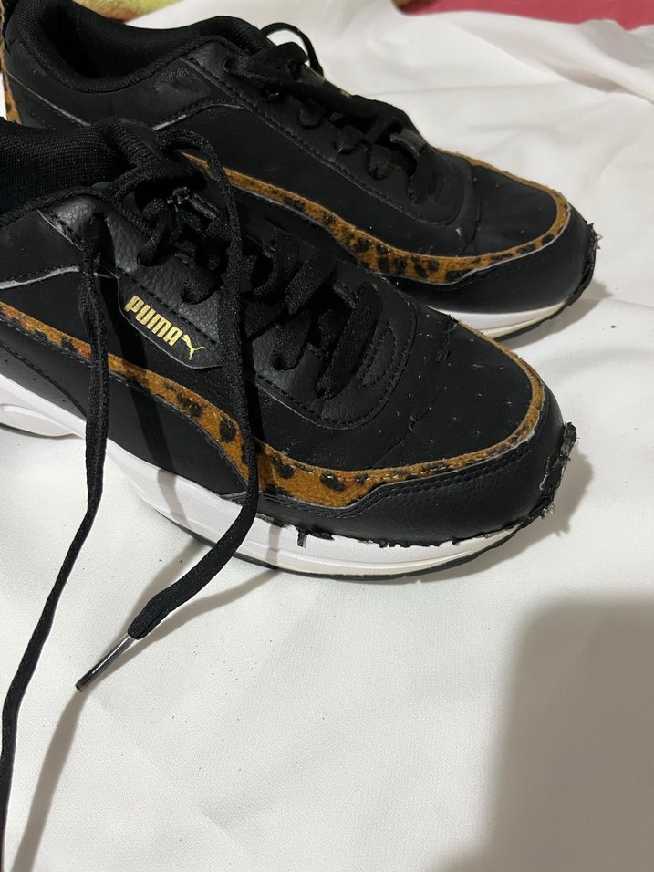 Siyah  suni deri leopar Spor Ayakkabı - Görsel 5