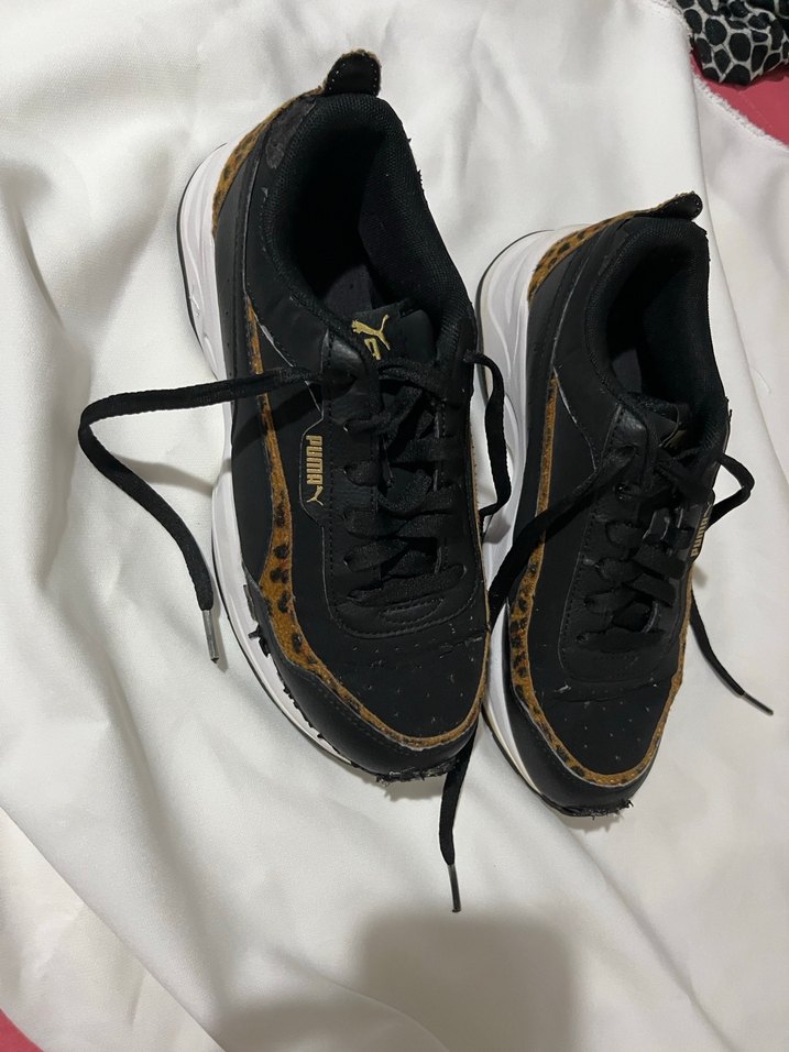 Siyah  suni deri leopar Spor Ayakkabı - Görsel 2