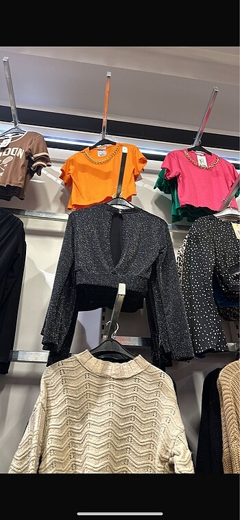 m Beden Işıltılı simli parlak bluz polyester