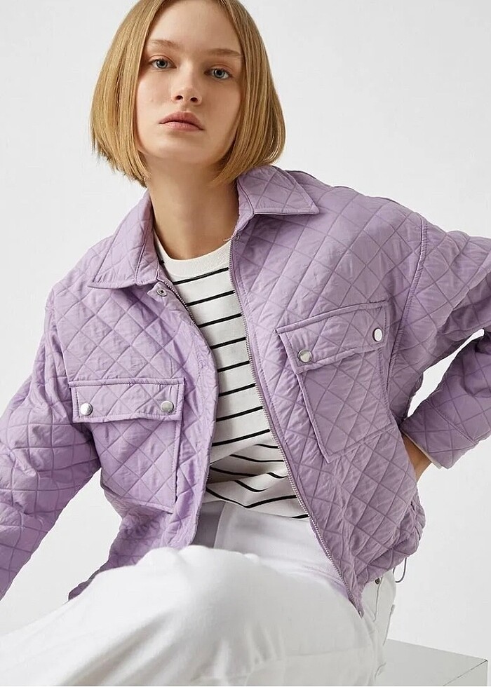 Kapitone ince ceket - Görsel 2