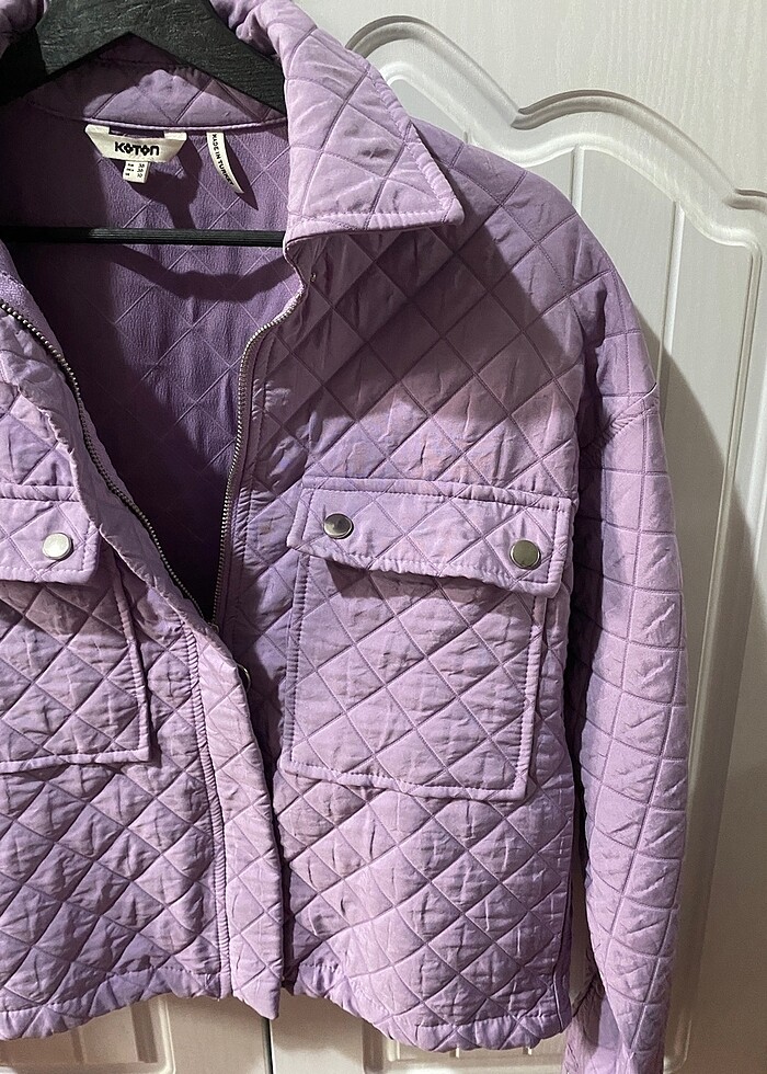 Kapitone ince ceket - Görsel 5