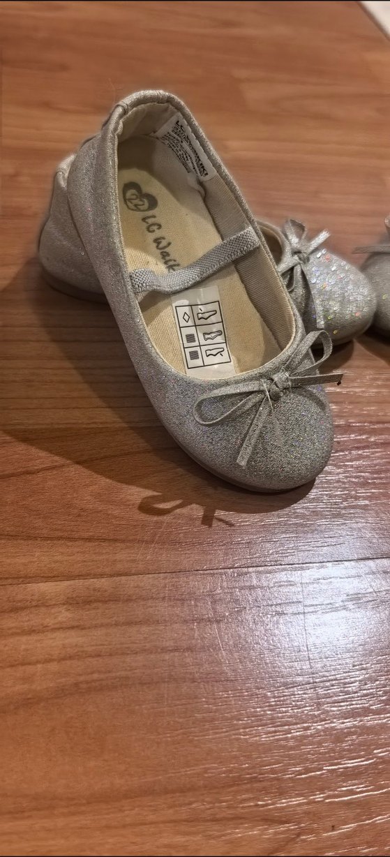 Kız Çocuk Gri Simli Babet Ayakkabı, ikiz bebek ayakkabısı - Görsel 4