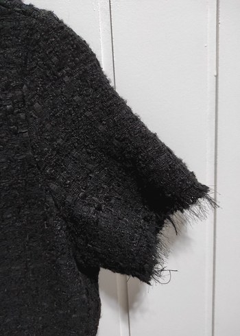 Siyah Kısa Kollu Triko Midi Elbise - Görsel 3