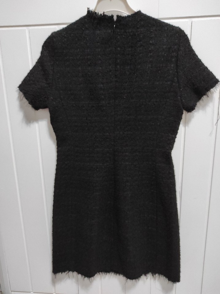 Siyah Kısa Kollu Triko Midi Elbise - Görsel 5