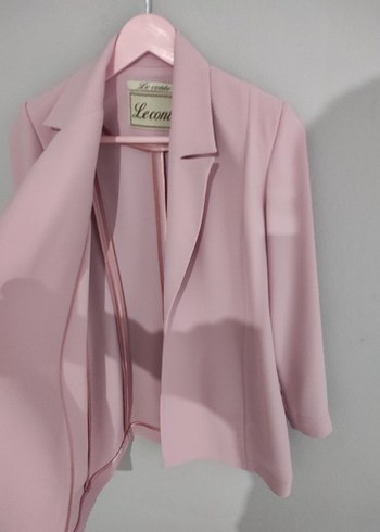 Uzun Pembe Kadın Blazer Ceket - Görsel 3