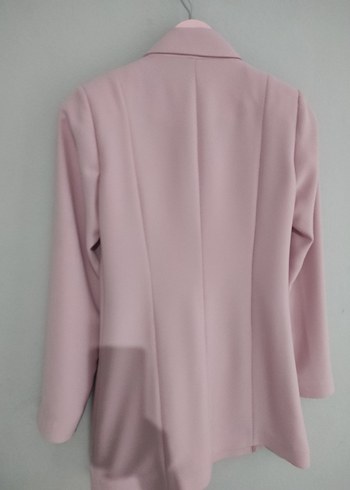 Uzun Pembe Kadın Blazer Ceket - Görsel 4