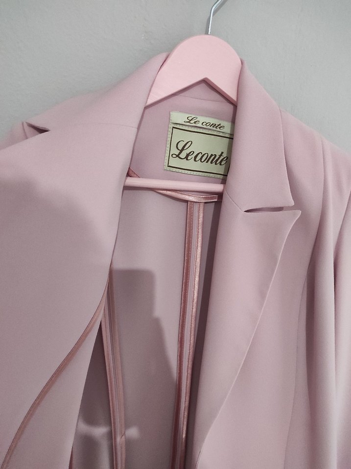 Uzun Pembe Kadın Blazer Ceket - Görsel 2