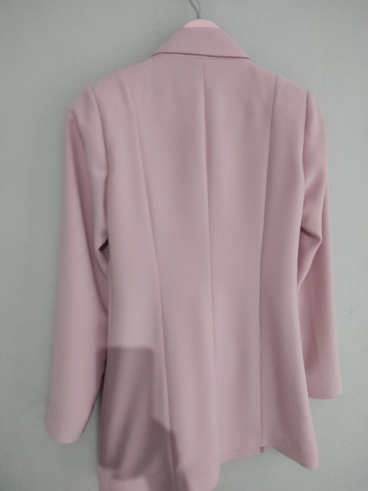 Uzun Pembe Kadın Blazer Ceket - Görsel 4