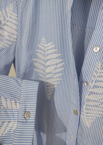 Mavi Pamuklu Uzun Bohem Elbise - Görsel 3