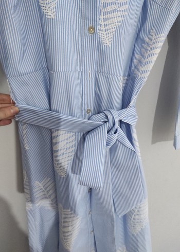 Mavi Pamuklu Uzun Bohem Elbise - Görsel 4