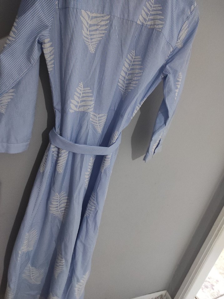 Mavi Pamuklu Uzun Bohem Elbise - Görsel 5