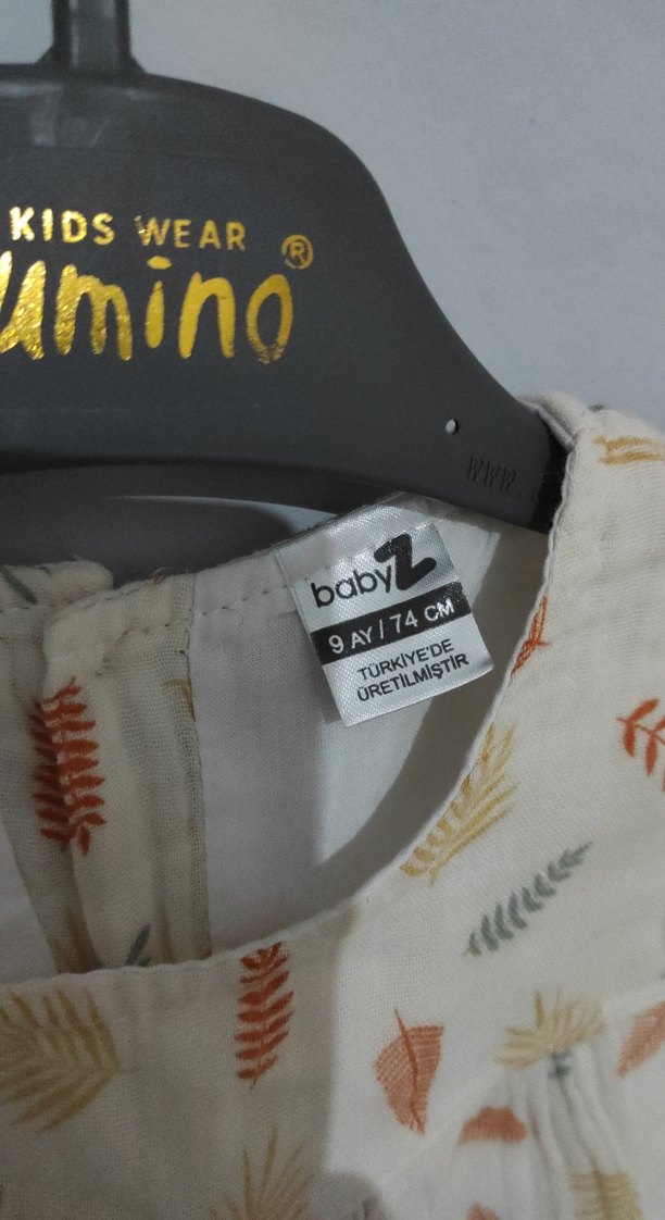 Kız Çocuk Bej Renkli Desenli Elbise - Görsel 3