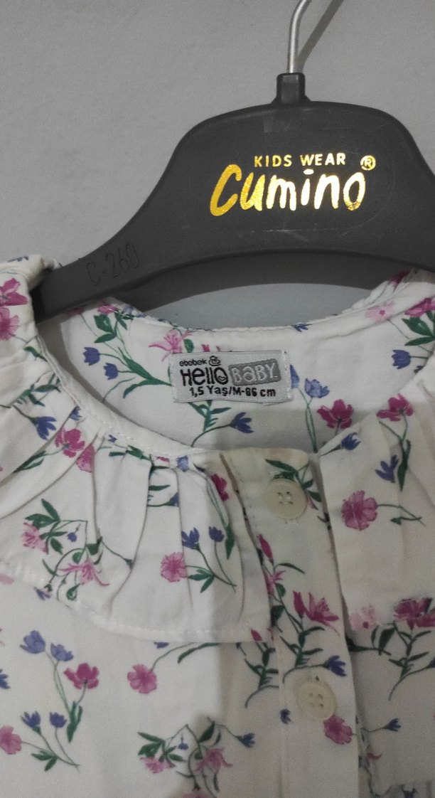 Kız Çocuk Çiçek Desenli Fırfırlı Elbise - Görsel 2