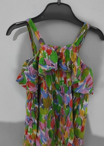 Renkli Fırfırlı Kolsuz Kız Elbisesi - Görsel 2