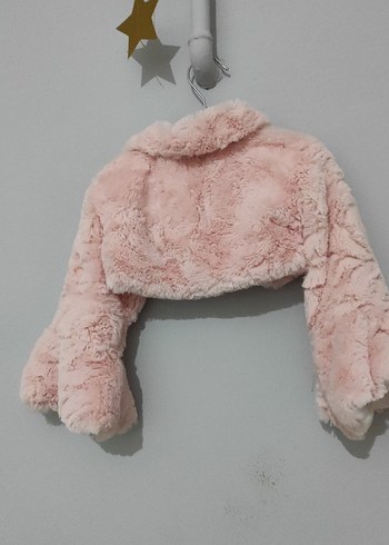 Kız Çocuk Pembe Peluş Kısa Ceket - Görsel 3