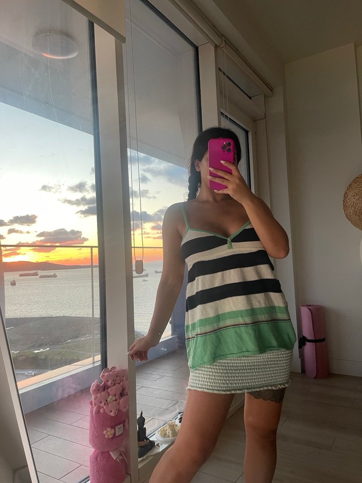 Çizgili Triko askılı - Görsel 2