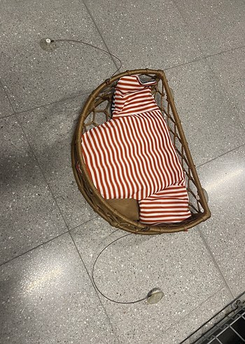 Beden Mavi Çizgili Sepet ve Minder Seti