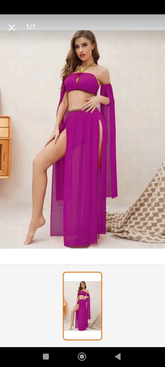 Uzun Drapeli Kadın dansöz kostüm - Görsel 2