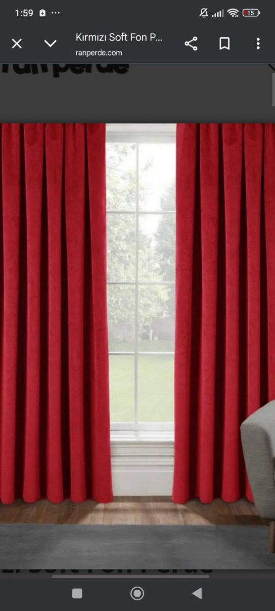 Kırmızı Modern kadife Taç Perde - Görsel 2