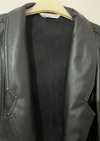 Kadın Siyah Deri Midi Ceket - Görsel 4