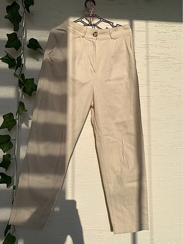 s Beden Krem Lastikli Gabardin Pantalon