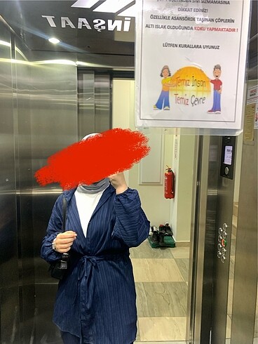 Tesettür Lacivert Kırınkıl Takım - Görsel 6