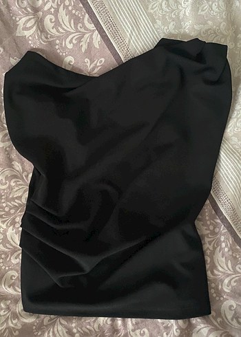 Drapeli Siyah Kadın Bluz - Görsel 2