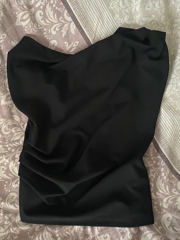 Drapeli Siyah Kadın Bluz - Görsel 2