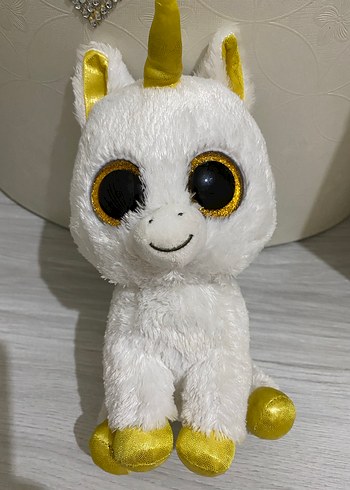 Beyaz ve Altın Renkli Peluş Unicorn Oyuncak - Görsel 2