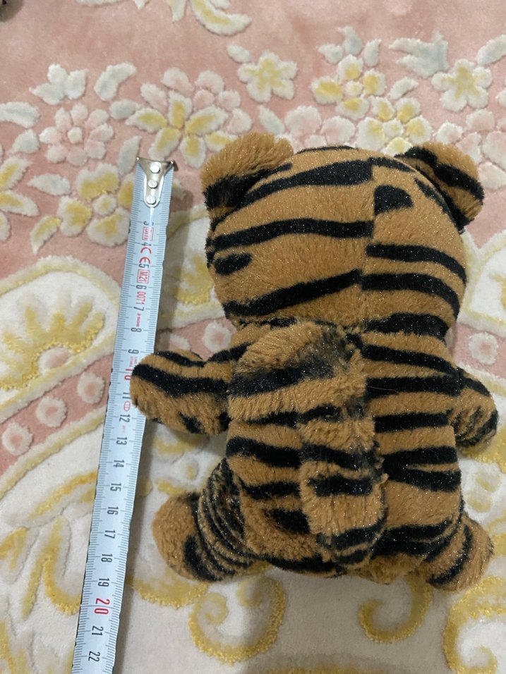 Renkli Gözlü Kahverengi Kaplan Peluş Oyuncak - Görsel 2