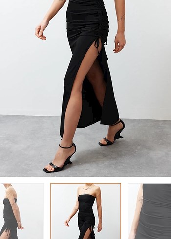 Zara siyah yirtmacli elbise