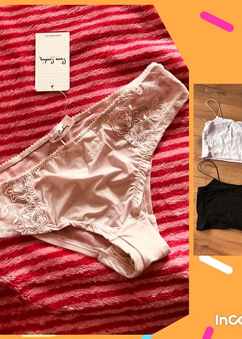 38 Beden Beyaz ve Siyah İnce Askılı Bralet