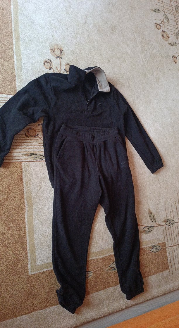 Erkek Siyah Bol Kesim Yüksek Yakalı Eşofman Takımı polar - Görsel 2