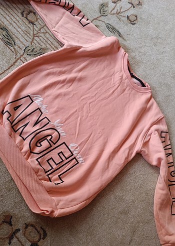 Pembe Baskılı Uzun Kollu Sweatshirt içi polar - Görsel 2