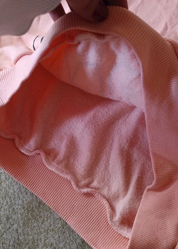 Pembe Baskılı Uzun Kollu Sweatshirt içi polar - Görsel 3