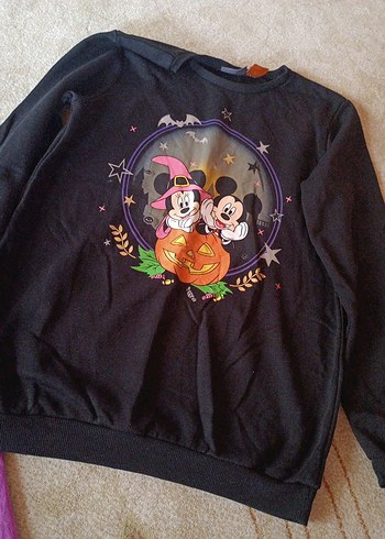 Kız Çocuk Siyah Mickey Baskılı Sweatshirt orjinal - Görsel 2