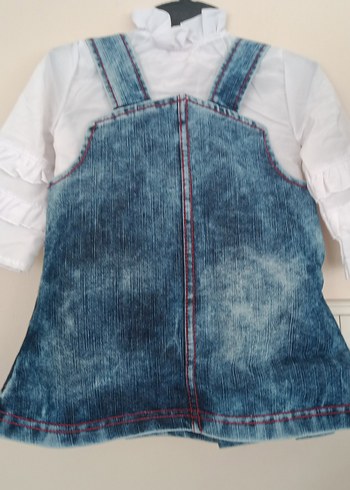 Çiçekli Kot Kız jile/beyaz gömlek ile - Görsel 5