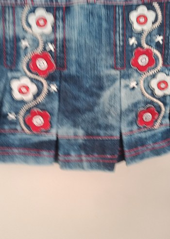 Çiçekli Kot Kız jile/beyaz gömlek ile - Görsel 3