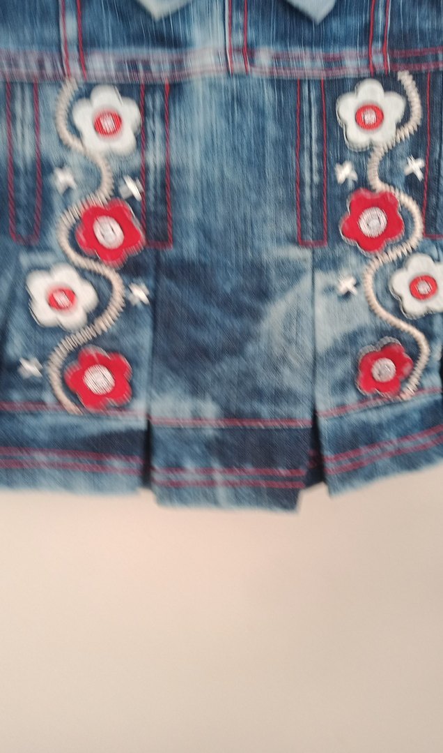 Çiçekli Kot Kız jile/beyaz gömlek ile - Görsel 3