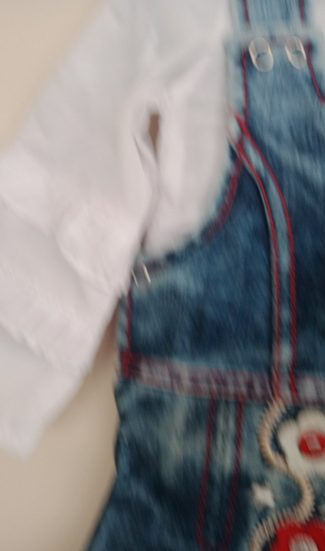 Çiçekli Kot Kız jile/beyaz gömlek ile - Görsel 4