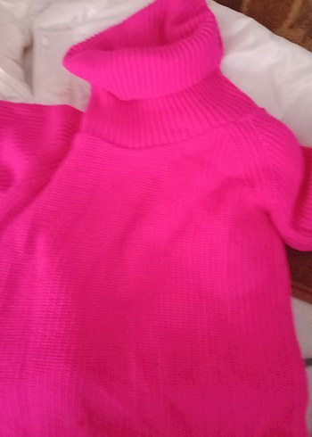 Pembe Kadın Balıkçı (degaje)Yaka Triko Kazak - Görsel 2