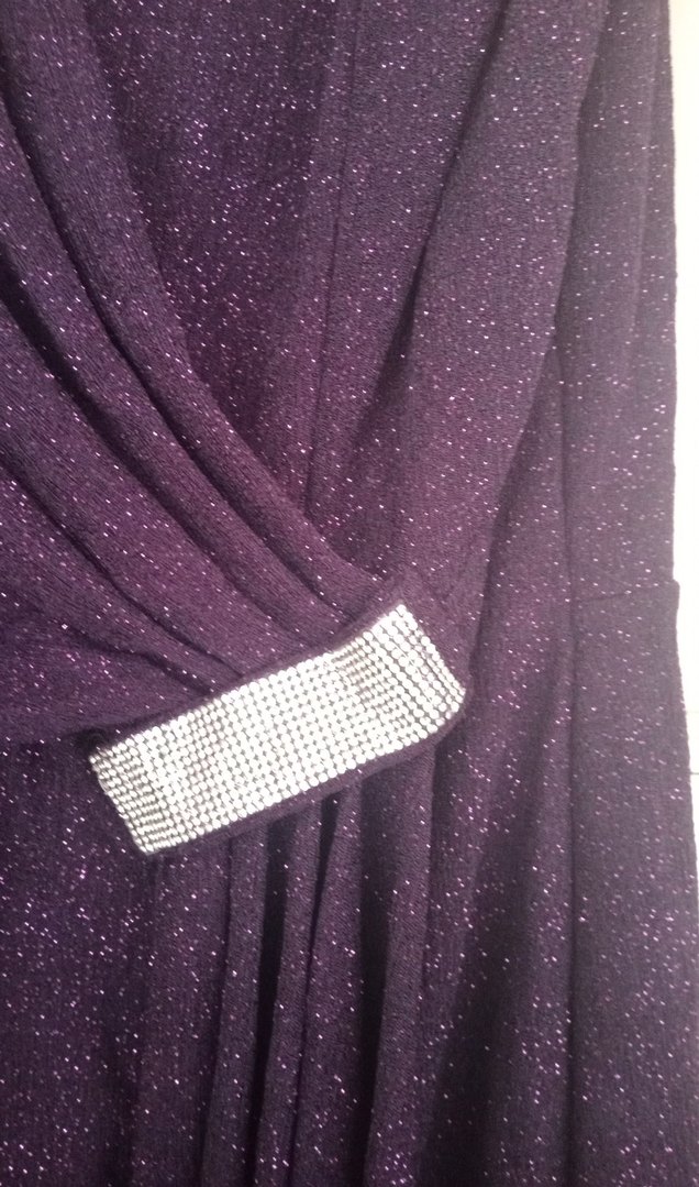 Mor Drapeli  diz altı Abiye Elbise - Görsel 2