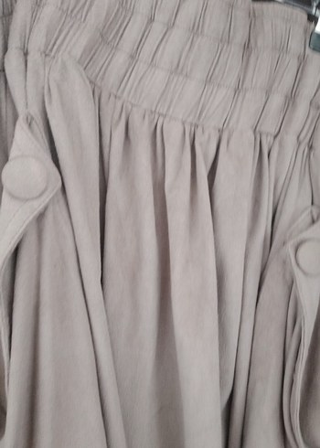 Drapeli  vizon-kahve tonu Süet. etek ile kruvaze ceket kombini - Görsel 2