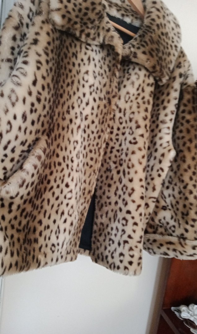 Kahverengi Leopar Desenli Kadın Suni Kürk Ceket - Görsel 4