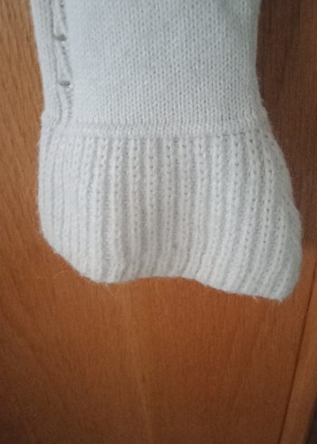 Beyaz Yarım Fermuarlı Yüksek Yaka Kadın Kazak - Görsel 4